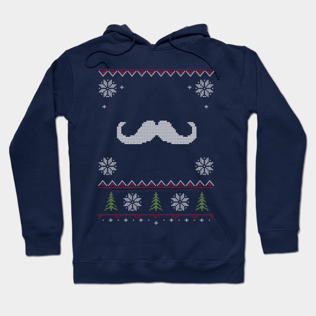 Hipster Mustache Ugly Sweater Christmas Hoodie by vladocar